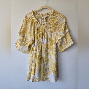Nannette Boho Yellow Print Blouse Mediun